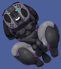 4_toes anthro anus areola balls belly big_balls big_breasts big_butt breasts butt dark_areola dark_nipples deep_navel empty_eyes erection eyelashes feet floppy_ears foreskin genitals gynomorph hands_behind_head high-angle_view huge_butt humanoid_genitalia humanoid_penis intersex looking_at_viewer lying navel nipples nude on_back open_mouth open_smile pawpads penis short_tail shortstack shortstack_gynomorph shortstack_intersex slightly_chubby slightly_chubby_gynomorph slightly_chubby_intersex smile solo spread_legs spreading tail teeth thick_thighs toes tongue vein bunihud sadflowerhappy nintendo nintendo_switch switch_dog animate_inanimate canid mammal absurd_res alternate_version_at_source hi_res
