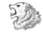 angry anthro dark_sclera fur hair male neck_tuft open_mouth scar sharp_teeth solo teeth tongue tuft dynogreeno wulfgard canid canine canis mammal wolf hi_res monochrome