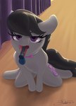 absurd_res balls black_hair bow_(feature) bow_tie disembodied_penis duo equid equine female feral friendship_is_magic futaku genitals hair hasbro hi_res male male/female mammal my_little_pony octavia_(mlp) penis small_penis solo_focus tongue tongue_out
