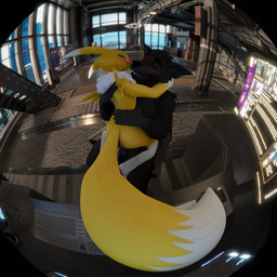 anthro black_body black_fur blush bodily_fluids camera cum cum_in_vagina cum_inside desk duo female fisheye_lens fur furniture genital_fluids heart_symbol hug kissing_cheek male male/female sex sitting table webcam white_body white_fur yellow_body yellow_fur alexthewolf1337 alargewoodenbadger_(modeler) kespr_(modeler) bandai_namco digimon alex_(alexthewolf1337) canid canine canis digimon_(species) mammal renamon wolf 1:1 3d_(artwork) blender_(artwork) digital_media_(artwork) hi_res