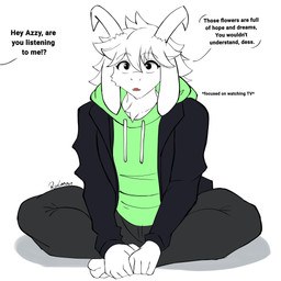 anthro concentrated cute_fangs fangs front_view horn male simple_background solo talking_to_another teeth text white_background tawman_art undertale undertale_(series) asriel_dreemurr bovid caprine goat mammal 1:1 absurd_res english_text hi_res
