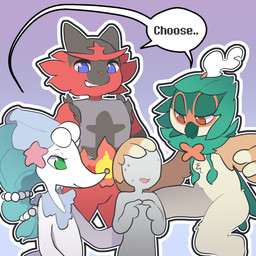 ambiguous_gender anthro group leaf nervous plant pseudo_clothing simple_background starter_trio text vines itsunknownanon nintendo pokemon anon aquatic avian bird decidueye elemental_creature felid flora_fauna generation_7_pokemon human incineroar mammal pinniped pokemon_(species) primarina 1:1 2016 digital_media_(artwork) hi_res