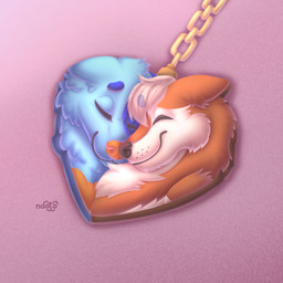 anthro collar duo heart_symbol holidays love male romantic romantic_couple naoto valentine's_day canid canine canis coyote domestic_dog hybrid mammal wolf 1:1 absurd_res hi_res