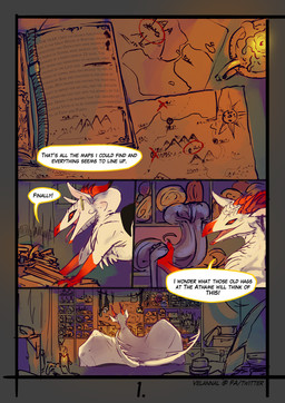 book dialogue ear_piercing female feral horn map orange_eyes piercing scales solo tail tail_motion text tongue tongue_out white_body white_scales wings velannal mythology siela_(velannal) dragon mythological_creature mythological_scalie scalie comic english_text hi_res