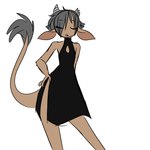 anthro biped black_clothing black_dress broken_horn brown_body brown_fur cleavage_cutout clothed clothing cutout dress eyes_closed female flat_chested fur grey_hair grey_horn hair hand_on_hip horn open_mouth simple_background slit_dress solo standing tail teeth white_background manitka manitka_storm bovid bovine cattle mammal 1:1 2024 colored_sketch digital_media_(artwork) hi_res sketch