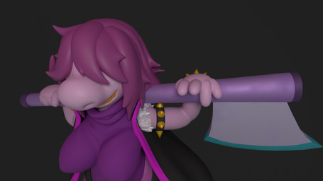 axe big_breasts breasts clothing female holding_object holding_weapon non-mammal_breasts solo weapon zhenash deltarune undertale_(series) susie_(deltarune) reptile scalie 16:9 3d_(artwork) digital_media_(artwork) hi_res widescreen
