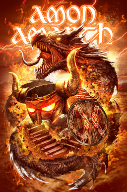 armor electricity feral fire headgear helmet horn horned_helmet lightning looking_up open_mouth pupils sharp_teeth shield slit_pupils solo stairs t-shirt_design teeth tongue tongue_out wood wood_shield lordigan amon_amarth mythology dragon mythological_creature mythological_scalie scalie 2017 absurd_res hi_res official_art