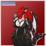 1:1 absurd_res anthro bella_(fluffyglitch) big_breasts big_butt black_clothing black_dress breasts butt cetacean clothing dolphin dress female fluffyglitch hair hi_res hollow_hip_backless_chain_dress looking_at_viewer mammal marine meme meme_clothing mythological_creature mythological_scalie mythology oceanic_dolphin orca scalie simple_background smile solo standing tail thick_thighs toothed_whale wide_hips wings