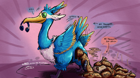 animal_genitalia avian_feet beak blue_body cloaca disposal facial_markings feathered_crest feathered_wings feathers feces feet feral feral_pred feral_prey genitals green_eyes head_crest head_markings male male_pred male_prey markings mask_(marking) membrane_(anatomy) pawpads pooping same_size_vore tail tail_feathers toes vore webbed_feet white_markings wings yellow_markings conditional_dnp foxyoreos gyrotech nintendo pokemon fan_character flint_(flintzell) thunk_(gyro) avian cramorant floatzel generation_4_pokemon generation_8_pokemon pokemon_(species) 16:9 hi_res widescreen