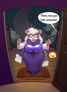 after_transformation anthro clothed clothing cosplay costume female fur grey_body grey_fur hair halloween_costume halloween_themed holidays nipple_outline rat_tail solo speech_bubble tail text transformation transformation_sequence transformation_through_magic white_body white_fur white_hair sjevi halloween undertale_(series) toriel animal_humanoid humanoid mammal mammal_humanoid murid murine rat rodent rodent_humanoid digital_drawing_(artwork) digital_media_(artwork) english_text hi_res