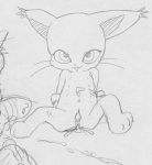 after_sex bodily_fluids clothing cum cum_in_pussy cum_inside cum_on_belly cum_on_body female genital_fluids genitals gloves handwear looking_at_viewer multi_nipple nipples open_mouth paws pussy solo whiskers 3trees bandai_namco digimon digimon_(species) felid gatomon mammal monochrome sketch