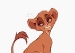 2018 ambiguous_gender annoyed azzai cheek_tuft child disney facial_tuft felid female_(lore) feral fur head_tuft lidded_eyes lion looking_back mammal pantherine purple_eyes simple_background sitting sketch tail tail_tuft tan_body tan_fur teeth the_lion_king tuft vitani_(the_lion_king) white_background yellow_sclera young young_feral