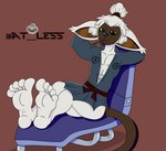 5_toes anthro anthrofied barefoot bottomless brown_background butt clothed clothing feet foot_focus hands_behind_head humanoid_feet legs_up looking_at_viewer male plantigrade simple_background sitting soles solo toes zephyr10101 avatar:_the_last_airbender nickelodeon momo_(avatar) mammal primate winged_lemur absurd_res cel_shading digital_drawing_(artwork) digital_media_(artwork) hi_res shaded