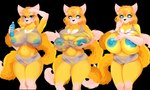 anthro areola big_breasts blue_areola blue_eyeliner blue_eyes blue_nipples bodily_fluids bottle breast_expansion breasts camel_toe chest_tuft clothed clothing container expansion exposed_breasts eyelashes eyeliner female fur hair holding_breast huge_breasts long_eyelashes looking_at_breasts looking_at_own_breasts looking_at_self looking_at_viewer makeup navel nipples nipples_through_clothes slim solo surprised_expression sweat sweatdrop tearing_clothing thick_thighs torn_clothing translucent translucent_clothing tuft water_bottle wet wet_clothing white_body white_fur wiping_forehead yellow_body yellow_fur fukksitacin akatosh canid canine fox mammal alpha_channel hi_res