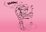 amy_rose anthro boots bottomwear bracelet classica_p clothing crop_top dialogue eulipotyphlan eyes_closed female footwear hammer heart_symbol hedgehog hi_res jewelry mammal quills_(anatomy) sega shirt shoes skirt smile solo sonic_the_hedgehog_(series) tail thought_bubble tools topwear