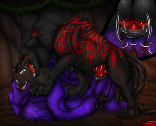 animal_genitalia animal_vulva back_markings balls_close-up black_body black_claws black_eyes black_fur black_pawpads black_vulva blue_eyes canine_genitalia canine_vulva claws close-up cutaway duo ears_back fangs female female_feral female_penetrated feral feral_on_feral feral_penetrated feral_penetrating feral_penetrating_feral fur genital_close-up genitals grass lying male male/female male_feral male_penetrating male_penetrating_female markings on_back open_mouth outside pawpads penetration penetration_close-up penile penile_penetration penis_close-up penis_in_vagina pinned pivoted_ears plant purple_body purple_fur questionable_consent red_markings sex side_view teeth vaginal vaginal_penetration vulva vulva_close-up killthe_demon canid canine mammal hi_res