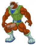 4:5 abs anthro arody balls belt biceps big_balls big_muscles big_penis bodily_fluids boots bottomless canid canine canis claws clothed clothing erection fangs fangster footwear foreskin fur genital_fluids genitals ghostbusters_(filmation) green_sclera grin male mammal muscular muscular_anthro muscular_male mythological_canine mythological_creature mythology pecs penis pose precum precum_string red_body red_fur retracted_foreskin shoulder_pads simple_background smile solo teeth thick_penis vein veiny_penis were werecanid werecanine werewolf white_background wolf
