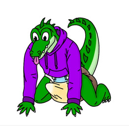 all_fours anthro bodily_fluids bulge clothed clothing crocodile_tail cum cum_in_clothing cum_in_diaper diaper erection erection_in_diaper genital_fluids green_body grinding grinding_on_penis hoodie male purple_clothing purple_hoodie purple_topwear simple_background soiled_diaper solo teeth tenting tongue tongue_out topwear unclean_diaper urine used_diaper wearing_diaper wet_diaper white_background carverthemoth crocodile crocodilian reptile scalie 2025 colored digital_drawing_(artwork) digital_media_(artwork) shaded