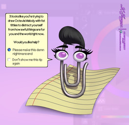 black_eyebrows black_hair dialogue eyebrows eyelashes female hair no_pupils paper paper_clip purple_eyes solo text clearvision friendship_is_magic hasbro microsoft microsoft_office my_little_pony clippit octavia_(mlp) animate_inanimate absurd_res english_text hi_res