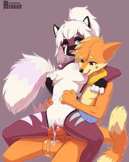 animal_genitalia animal_penis anthro anthro_on_anthro anthro_penetrated anthro_penetrating anthro_penetrating_anthro balls bodily_fluids breasts canine_genitalia canine_penis chair_position cum cum_inside female female_on_top female_penetrated from_behind_position genital_fluids genitals knot male male/female male_penetrating male_penetrating_female nipples on_top penetration penis sex vaginal vulva renabu nintendo pokemon ailurid buizel generation_4_pokemon mammal pokemon_(species) red_panda 2024 absurd_res hi_res