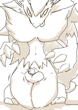anthro balls blush bodily_fluids claws fur genitals hair humanoid_genitalia humanoid_penis male nude penis solo thick_thighs rocking_jjj nintendo pokemon canid canine generation_5_pokemon mammal pokemon_(species) zoroark hi_res