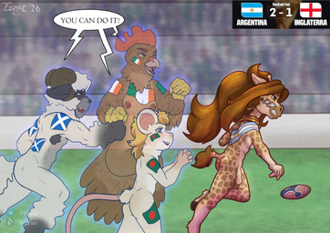 ambiguous_gender anthro ball breasts female genitals group humanoid_genitalia humanoid_penis male nipples nude penis soccer soccer_ball sport world_cup young liryal nyerere_(liryal) strome_(liryal) avian bird bovid caprine chicken galliform giraffe giraffid mammal mouse murid murine phasianid rodent sheep absurd_res hi_res trans_(lore) trans_woman_(lore)