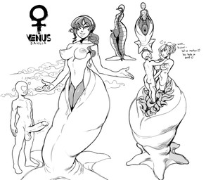 5_fingers accessory areola balls big_areola big_balls big_breasts big_penis big_vulva blush breasts butt cloud duo erect_nipples erection eyelashes feet_first female female_symbol fingers gender_symbol genitals hair hair_accessory hairband heart_symbol huge_penis humanoid_genitalia humanoid_penis hyper hyper_genitalia hyper_vulva imminent_vore internal larger_female lips long_hair male male/female nipples not_furry penis simple_background size_difference small_but_hung smaller_male smile smirk split_form symbol teeth tentacles text vore vulva white_background modeseven venus_(modeseven) aquatic human humanoid mammal merfolk siren 2017 digital_media_(artwork) english_text hi_res monochrome