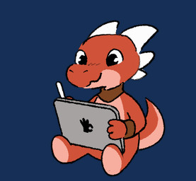 4_fingers anthro black_eyes closed_smile countershading fingers holding_object holding_tablet holding_tablet_pen horn male mouth_closed neckwear red_body simple_background sitting smile solo tablet tablet_computer tablet_pen tail transparent_background wristband tamlin123 chili_(tamlin123) kobold scalie alpha_channel animated