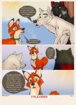 animal_genitalia bodily_fluids canid canine canis collar comic crying dialogue english_text feral fox genitals group hi_res holidaypup male mammal penis sheath simple_background tears text unleashed wolf