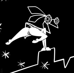 anthro anus big_butt bottomless butt clothed clothing dress feet female genitals geometric looking_at_viewer looking_back open_mouth presenting presenting_hindquarters simple_background smile solo thick_thighs upskirt vulva white_line_art wide_hips thefablednekos vib-ribbon vibri lagomorph leporid mammal rabbit 2018 colored_line_art dated digital_media_(artwork) hi_res monochrome