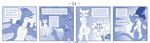 blue_and_white comic detailed_background dialogue dragon english_text female feral hi_res horn kobold larger_feral male monochrome mythological_creature mythological_scalie mythology nude scalie shocked size_difference smaller_female suggestive_dialogue tail text vavacung wings