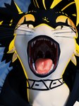 anthro black_body black_fur eyes_closed fur lips male mouth_shot open_mouth solo teeth tongue uvula wet white_body white_fur azerta56 blender_cycles amexor_(azerta56) rexouium 3d_(artwork) absurd_res digital_media_(artwork) hi_res