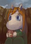 4_fingers anthro blue_eyes bread cliff clothing female fingers food green_uniform hair long_hair orange_hair painting solo uniform toozai トーザイ the_moomins youjo_senki moomin digital_media_(artwork) digital_painting_(artwork) hi_res