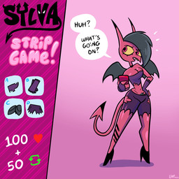 breasts cleavage clothed clothing dialogue electronics fangs female footwear high_heels navel not_furry phone pubes red_body scar sharp_teeth shoes slim solo spade_tail speech_bubble tail tattoo teeth text torn_clothing wings theenfman sylva_(theenfman) demon humanoid 1:1 english_text hi_res