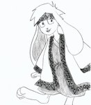 accessory ainu_clothing anthro belt big_breasts big_ears big_feet breasts buckteeth clothing feet female floppy_ears fur hair headband simple_background solo teeth thick_thighs white_background white_body white_fur white_hair efradraws isepo_(efradraws) lagomorph leporid mammal rabbit absurd_res graphite_(artwork) hi_res monochrome sketch traditional_media_(artwork)