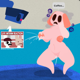 anomaly anthro bodily_fluids breast_milking camera ejaculation empty_eyes female fur genital_fluids hospital lactating pink_body pink_fur solo spread_legs spreading text vaginal_fluids vaginal_squirting hailey_png animal_hospital barney_(animal_hospital) head_banger_(animal_hospital) intern_(animal_hospital) lagomorph leporid mammal rabbit 1:1 english_text hi_res reaction_image