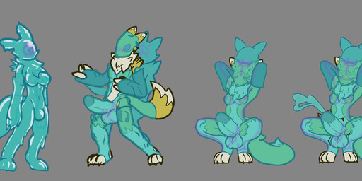 balls bodily_fluids body_control bound breasts corruption cum genital_fluids genitals humanoid_genitalia humanoid_penis intersex markings paws penis spread_legs spreading tail tattoo trapknight bandai_namco digimon animate_inanimate digimon_(species) goo_creature living_clothing renamon absurd_res hi_res tagme