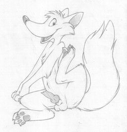 animal_genitalia animal_penis balls canine_genitalia canine_penis erection feral fluffy fluffy_tail genitals knot looking_at_viewer male one_leg_up pawpads penis presenting presenting_penis quadruped raised_leg sheath smile solo tail mizzyam canid canine mammal character_request graphite_(artwork) greyscale hi_res monochrome traditional_media_(artwork)
