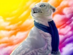 ambiguous_gender feral leucistic scarf solo stripes sunset whiskers toradoshi tora_(toradoshi) felid mammal pantherine tiger