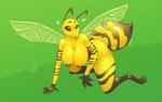 antennae_(anatomy) anthro big_breasts breasts female insect_wings kneeling nipples nude simple_background smile solo stinger thick_thighs wings tenides arthropod hymenopteran insect wasp absurd_res hi_res