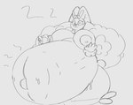 belly big_belly big_breasts bodily_fluids breasts female huge_belly huge_breasts hyper hyper_pregnancy pregnant solo stretch_marks sweat sweatdrop thick_thighs fanofblimp nintendo pokemon generation_4_pokemon lopunny pokemon_(species) sketch