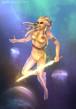 5_fingers ambiguous_feral ambiguous_gender areola armband belt big_breasts biped black_eyes blue_nails blue_toenails breasts brown_armband brown_belt bubble colored_nails empty_eyes feet female female_humanoid feral fingers genitals glistening glistening_eyes green_body green_skin green_tentacles group holding_lightsaber holding_melee_weapon holding_object holding_weapon humanoid_feet humanoid_focus humanoid_genitalia humanoid_hands humanoid_vulva jedi lightsaber lips logo melee_weapon mouth_closed nails navel nipple_dip nipples not_furry_focus nude nude_female nude_humanoid plantigrade pseudo_hair red_areola red_lips red_nipples sea smile smirk solo_focus tentacle_hair tentacles toenails toes underwater vulva water weapon yellow_lightsaber berrythelothcat star_wars soleil_agra alien alien_humanoid aquatic cnidarian humanoid jellyfish medusozoan nautolan 2026 artist_logo hi_res