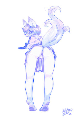 anus bent_over bodily_fluids bottomwear clothing cum cum_in_vagina cum_inside eyewear female genital_fluids genitals glasses pleated_skirt presenting presenting_anus presenting_vulva ribbons skirt tiptoes vulva wearing_glasses wearing_shirt melody_maku melody_bun_maku arctic_fox canid canine fox mammal true_fox absurd_res hi_res