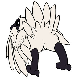 ambiguous_gender beak butt claws feathered_wings feathers looking_at_viewer looking_back presenting presenting_hindquarters raised_tail rear_view simple_background solo tail wings trout_(artist) birbthing avian bird 1:1 2016 aliasing digital_media_(artwork)