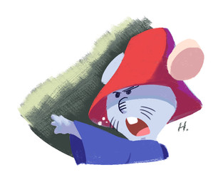 4_fingers anthro biped blue_body chibi clothed clothing fingers hat headgear headwear solo hikari_gamba gamba_no_bouken gamba_no_bouken_(series) shijin mammal mouse murid murine rodent 2023