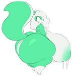 anthro areola big_breasts big_butt bodily_fluids breasts butt female gloves_(marking) green_areola hair huge_breasts huge_butt huge_hips huge_thighs hyper hyper_breasts hyper_butt lactating leg_markings markings milk multicolored_body nipples nude open_mouth socks_(marking) solo thick_thighs two_tone_body white_hair wide_eyed wide_hips arizonathevixen lavender_(arizonathevixen) mammal mephitid skunk hi_res