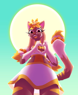 anthro female flower gem jewelry necklace open_mouth pearl_(gem) pearl_necklace plant red_eyes simple_background solo sun senaelik floraverse jasmaby_(floraverse) felid feline mammal absurd_res hi_res