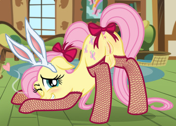 accessory animal_genitalia animal_vulva anus bow_(feature) bow_accessory bow_ribbon butt clitoris clothing equine_genitalia equine_vulva fake_ears fake_rabbit_ears female feral fishnet_clothing fishnet_legwear furgonomics genitals hair_accessory hair_bow hair_ribbon heart_symbol legwear nipples presenting presenting_anus presenting_hindquarters presenting_teats presenting_vulva quadruped raised_tail ribbons solo stockings tail tail_accessory tail_bow tail_ribbon teats text vulva fluttershyfann80085 friendship_is_magic hasbro my_little_pony fluttershy_(mlp) equid equine horse mammal pony english_text hi_res