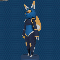 :3 anthro blue_body blush blush_lines eyelashes female mascot solo spinning standing yellow_eyes frollicc e621 esix felid feline mammal 3d_(artwork) 3d_animation 3d_model_showcase animated digital_media_(artwork) short_playtime turntable_(animation) webm