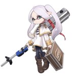 absurd_res alternate_species animal_humanoid boots cephalopod cephalopod_humanoid clothing crossover dress e-liter_4k footwear frieren frieren_beyond_journey's_end gun hi_res holding_gun holding_object holding_ranged_weapon holding_weapon humanoid humanoid_pointy_ears inkling marine marine_humanoid mollusk mollusk_humanoid nintendo pseudo_hair pucchi_dayo ranged_weapon shoes simple_background solo splatoon suction_cup tentacle_hair tentacles weapon